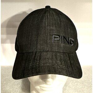 PING Golf Hat Baseball Cap Dark Gray Embroidered Logo Adjustable Strap Excellent